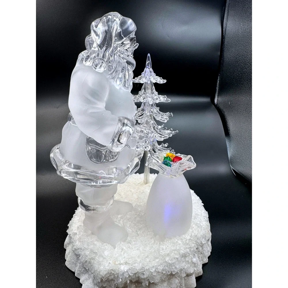 Heritage Mint Frosted Acrylic Santa Claus Color Changing LED Light Up Figurines